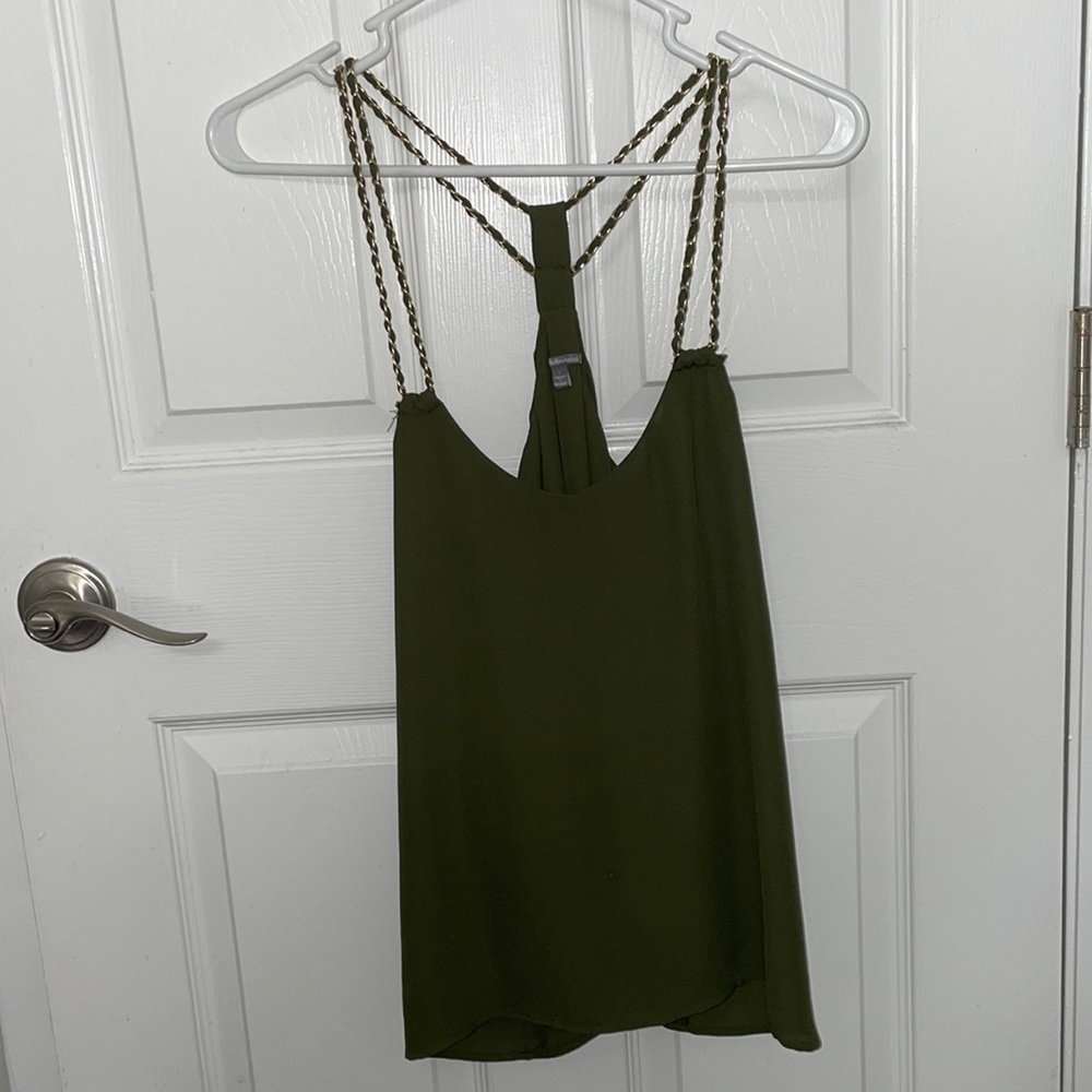 Charlotte Russe Olive Tank with Gold detail straps